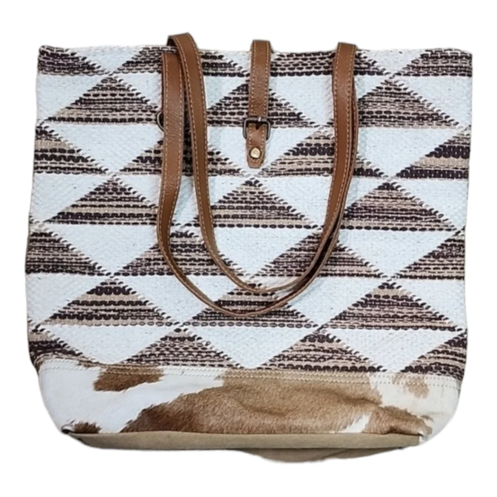 Myra Bag leather cotton geometric bag - Picture 1 of 9